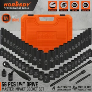 1/4" Impact Socket Set - Metric & Imperial - 56 Piece