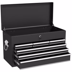 Six Drawer Tool Storage Carry Chest - Black