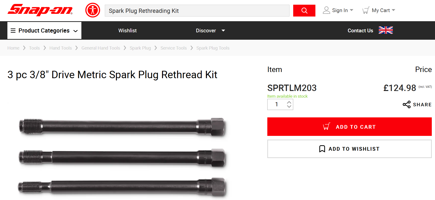 Snap On Tools - 12/14/16mm - Spark Plug Rethreading Kit - SPRTLM203 - Image 2