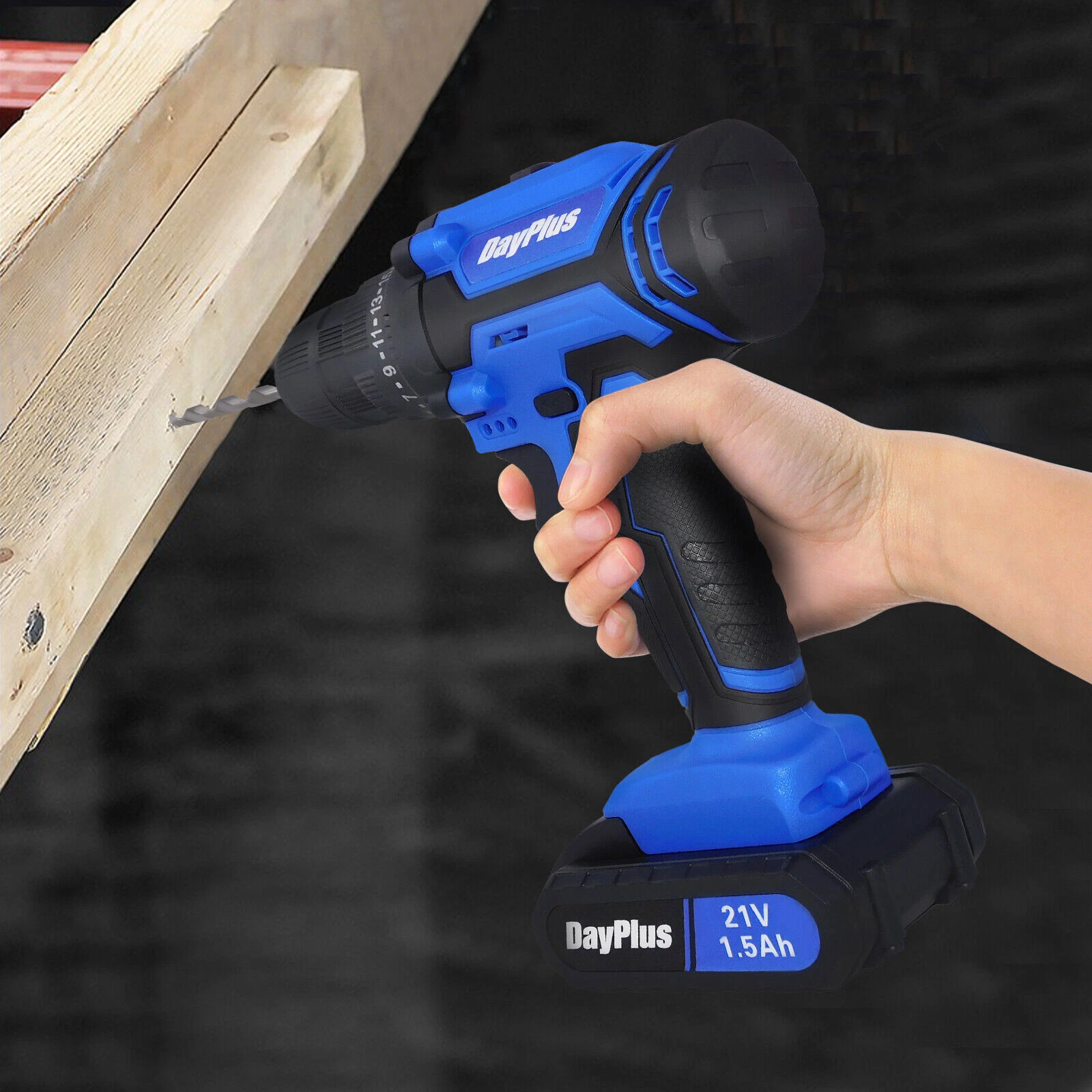 Cordless Drill / Screwdriver - 21v - Carry Case - 2 Batteries (Blue) - Image 8