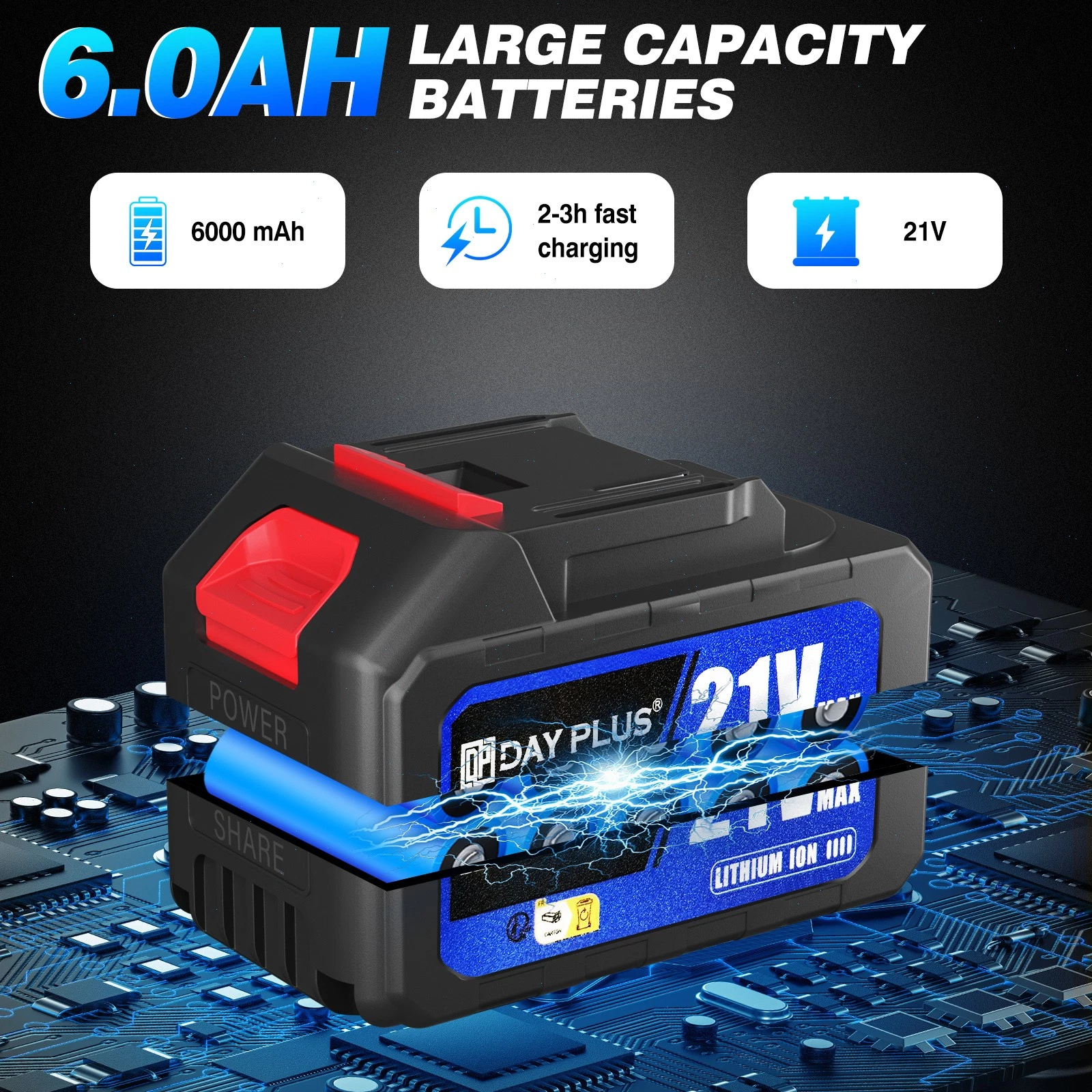 Cordless Impact Wrench - 500nm - Brushless Motor - Two Batteries (Blue) - Image 11