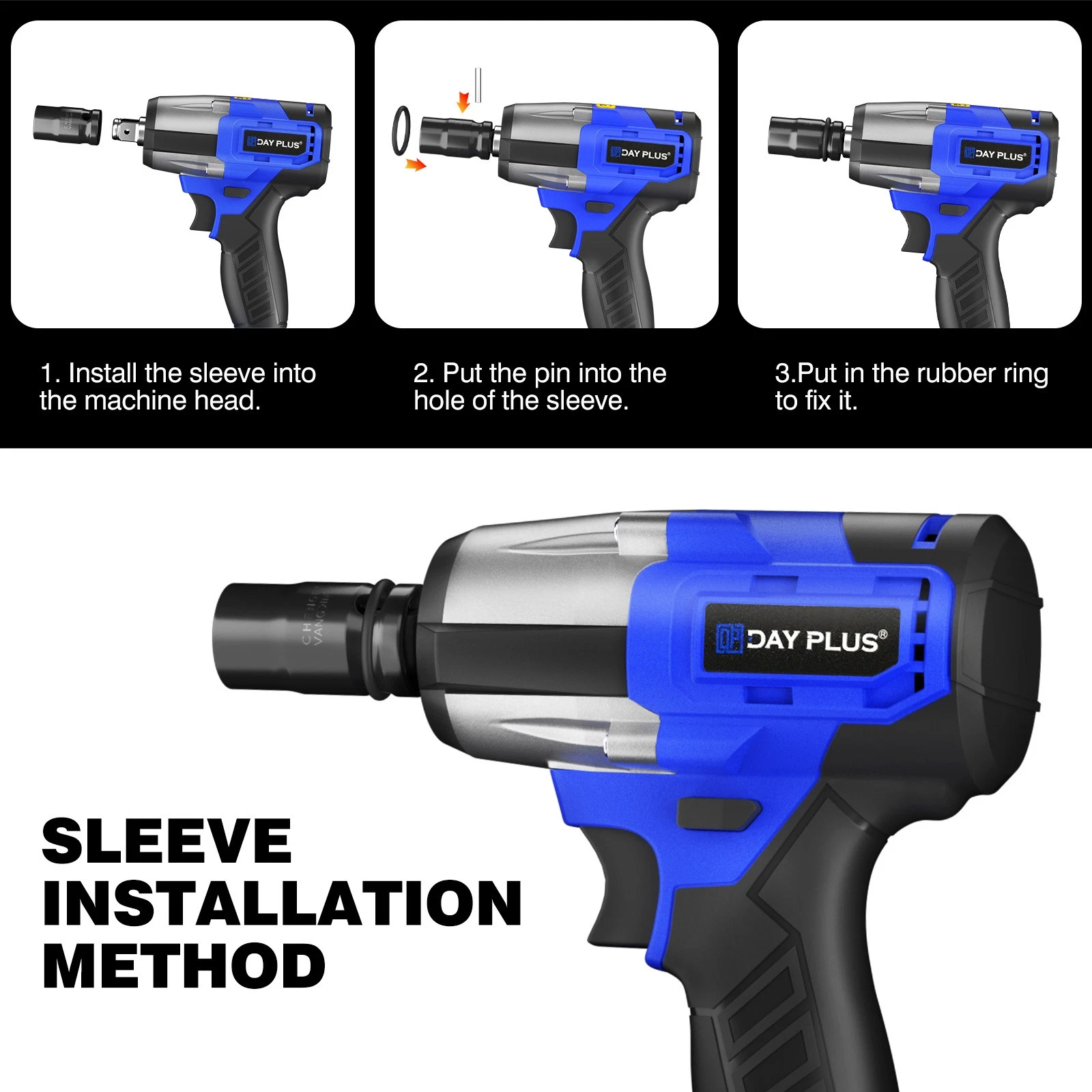 Cordless Impact Wrench - 500nm - Brushless Motor - Two Batteries (Blue) - Image 5