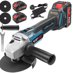 Cordless Angle Grinder - 125mm - 2 Batteries & 5 Assorted Discs