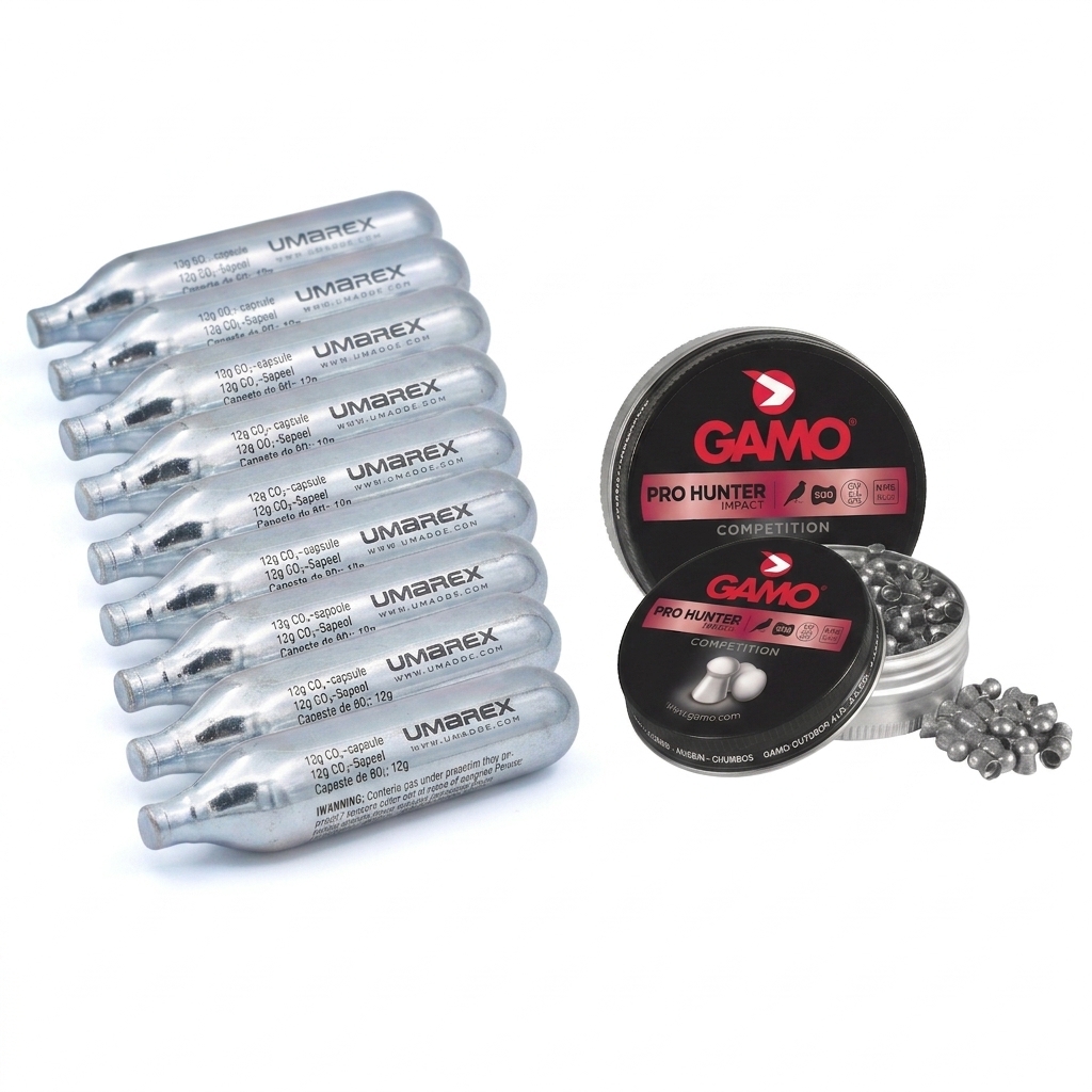Umarex 12g CO₂ Cartridges – Pack of 10 & Gamo (BSA) Pro Hunter .177 Domed Pellets (1000)