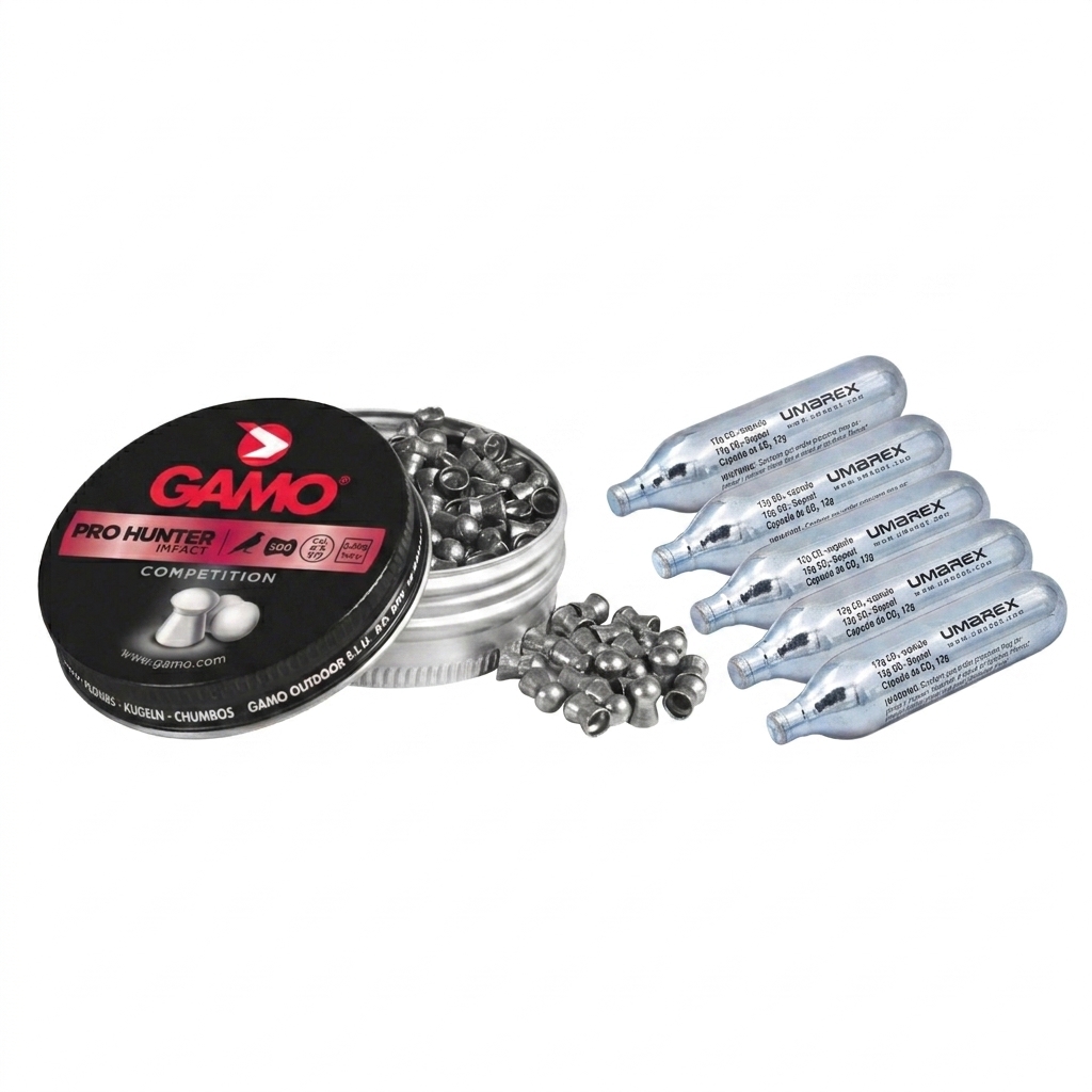 Umarex 12g CO₂ Cartridges – Pack of 5 & Gamo (BSA) Pro Hunter .177 Domed Pellets (500)