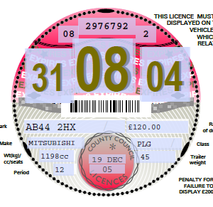 Reproduction Road Tax Disc – 2004 to 2005