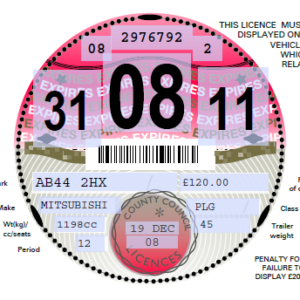 Reproduction Road Tax Disc – 2011 to 2015