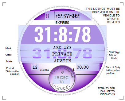 Reproduction Road Tax Disc – 1977 to 1987 - Image 2