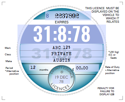 Reproduction Road Tax Disc – 1977 to 1987 - Image 3