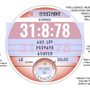 Reproduction Road Tax Disc – 1977 to 1987