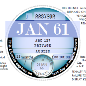 Reproduction Road Tax Disc – 1961 to 1963