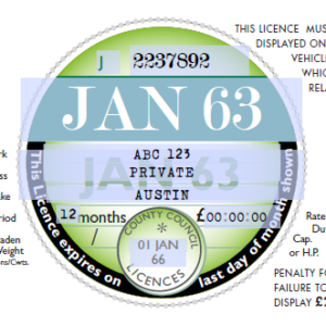Reproduction Road Tax Disc – 1963 to 1977