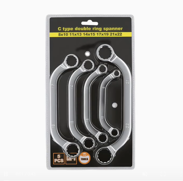 Double Ring Wrench Spanner Set - C-Type - 5 Piece
