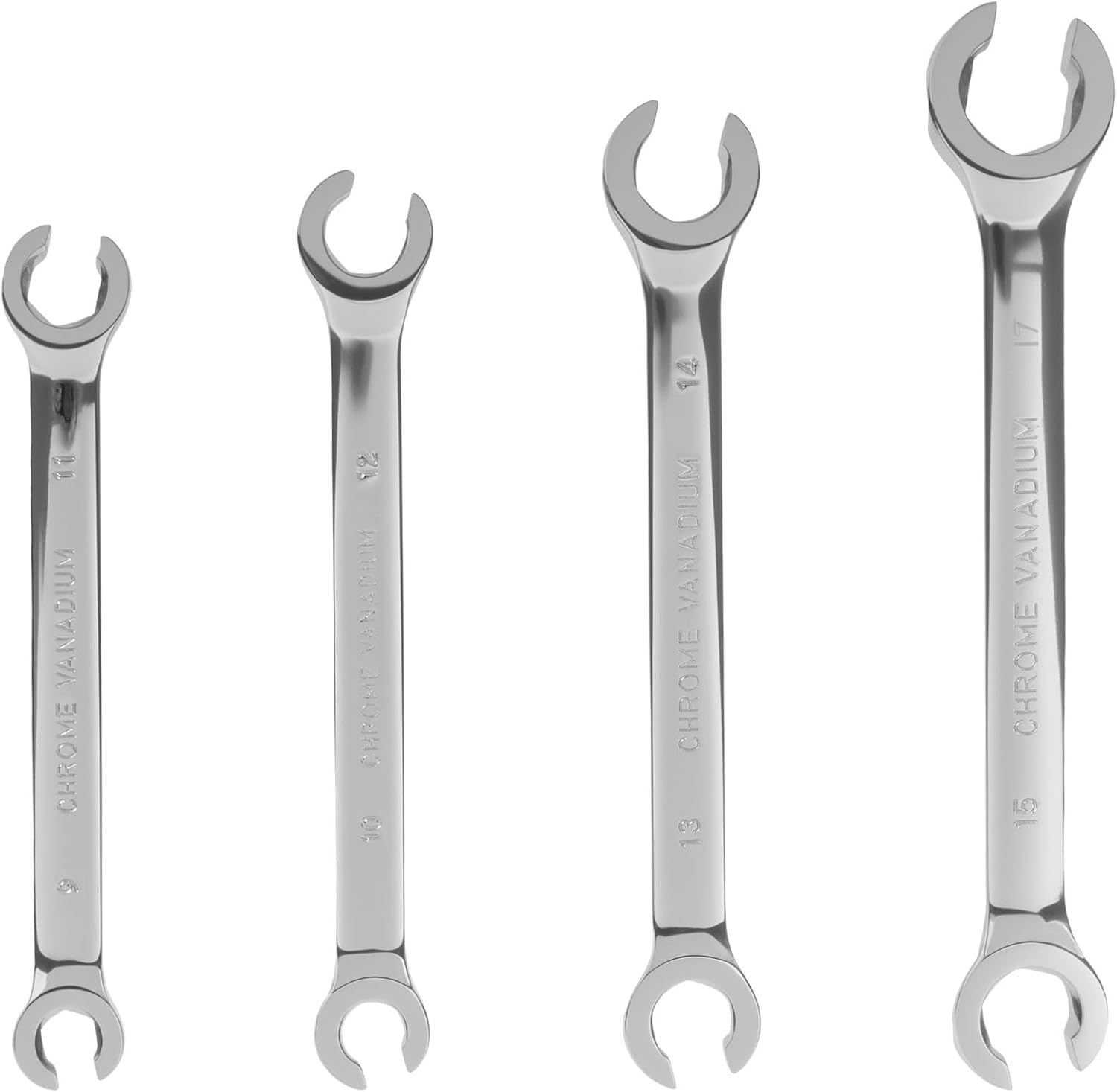 Double End Open Ring Spanner Set - Brake Line Spanners - 9x11mm, 10x12mm, 13x14mm, 15x17mm