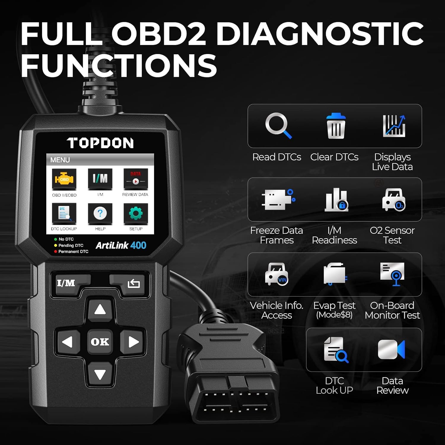 TOPDON AL400 OBD Scanner Code Reader, Check Engine Light for Car after 2003 - Image 2