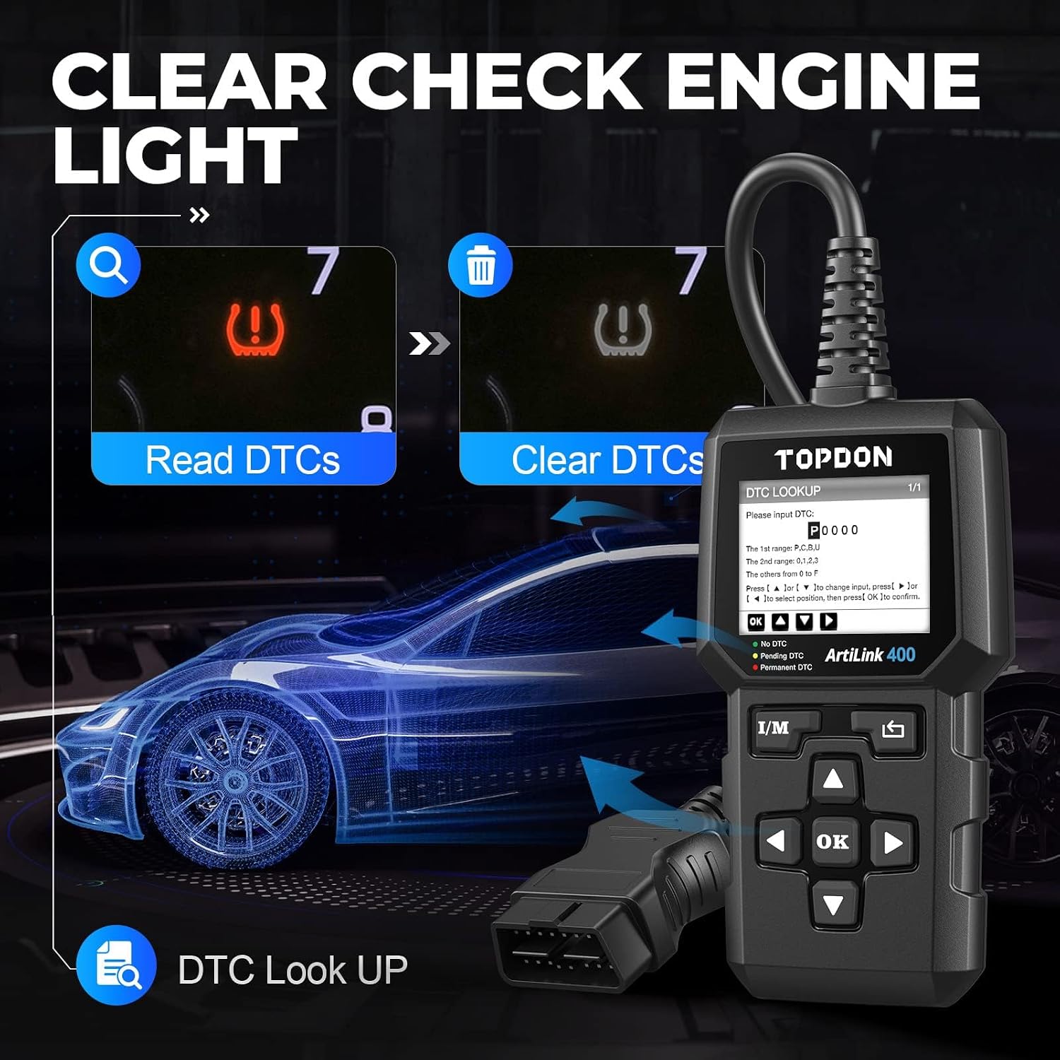 TOPDON AL400 OBD Scanner Code Reader, Check Engine Light for Car after 2003 - Image 3