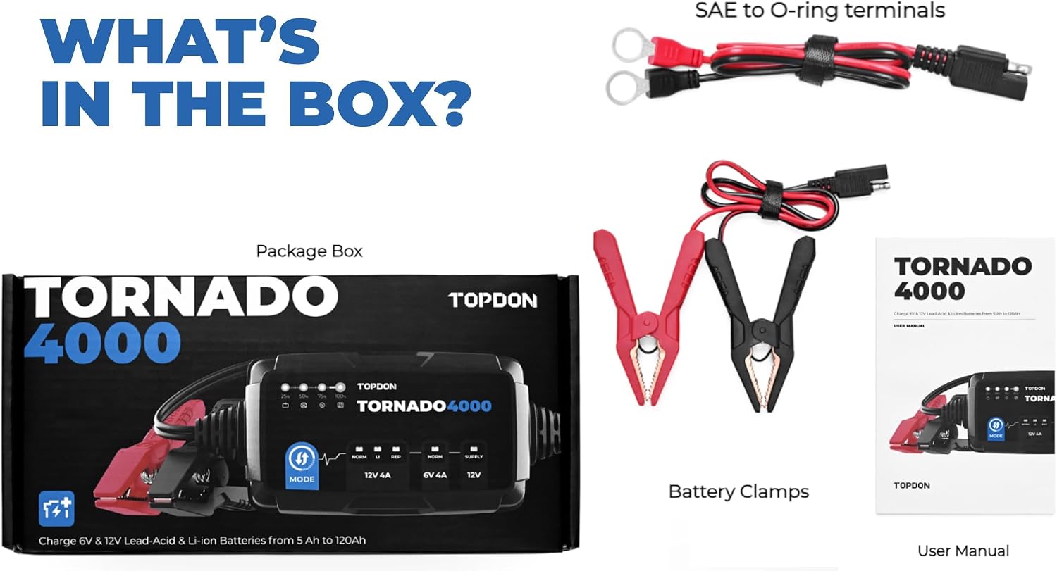 TOPDON Tornado 4000 (T4000) Smart Battery Charger & Maintainer - Image 8