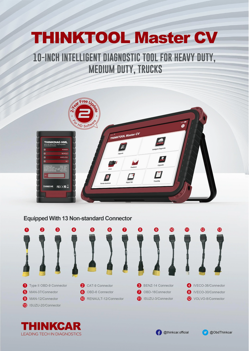 ThinkCar ThinkTool Master CV 10-Inch HGV, Truck, and LCV Diagnostic Tool - Image 3