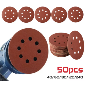 50-Piece 125mm (5-Inch) 8-Hole Mixed Grit Sanding Disc Set