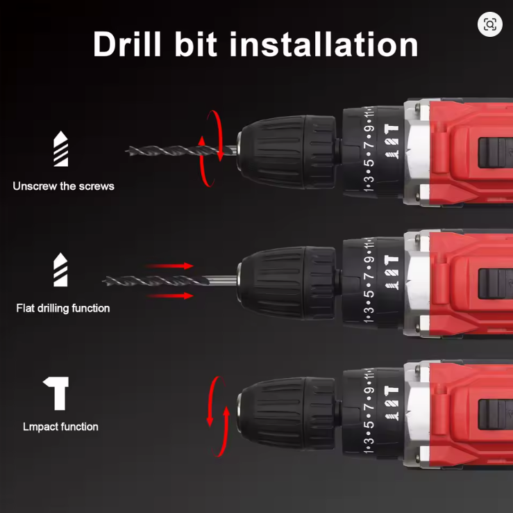 Cordless Combi Hammer Drill & Driver Set - 2 Batteries - 21V - (50N.m) (Red) - Image 6